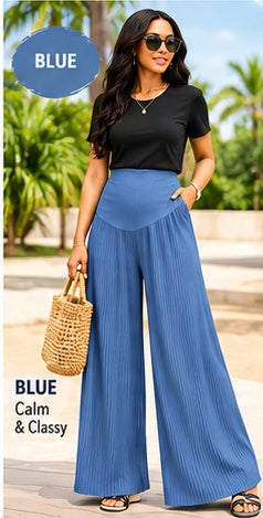EleganceFlow™ Women's Pleated Wide-Leg Pants – High-Waisted Comfort Trousers in 9 Colors
