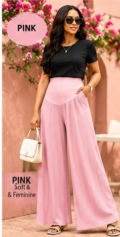EleganceFlow™ Women's Pleated Wide-Leg Pants – High-Waisted Comfort Trousers in 9 Colors