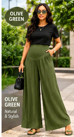 EleganceFlow™ Women's Pleated Wide-Leg Pants – High-Waisted Comfort Trousers in 9 Colors